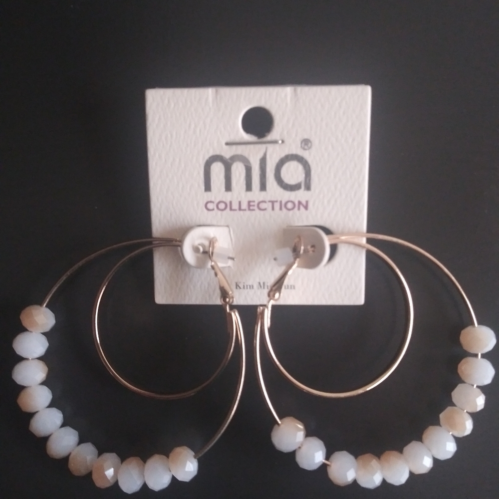 Mia Frost Beaded Gold Double Hoop